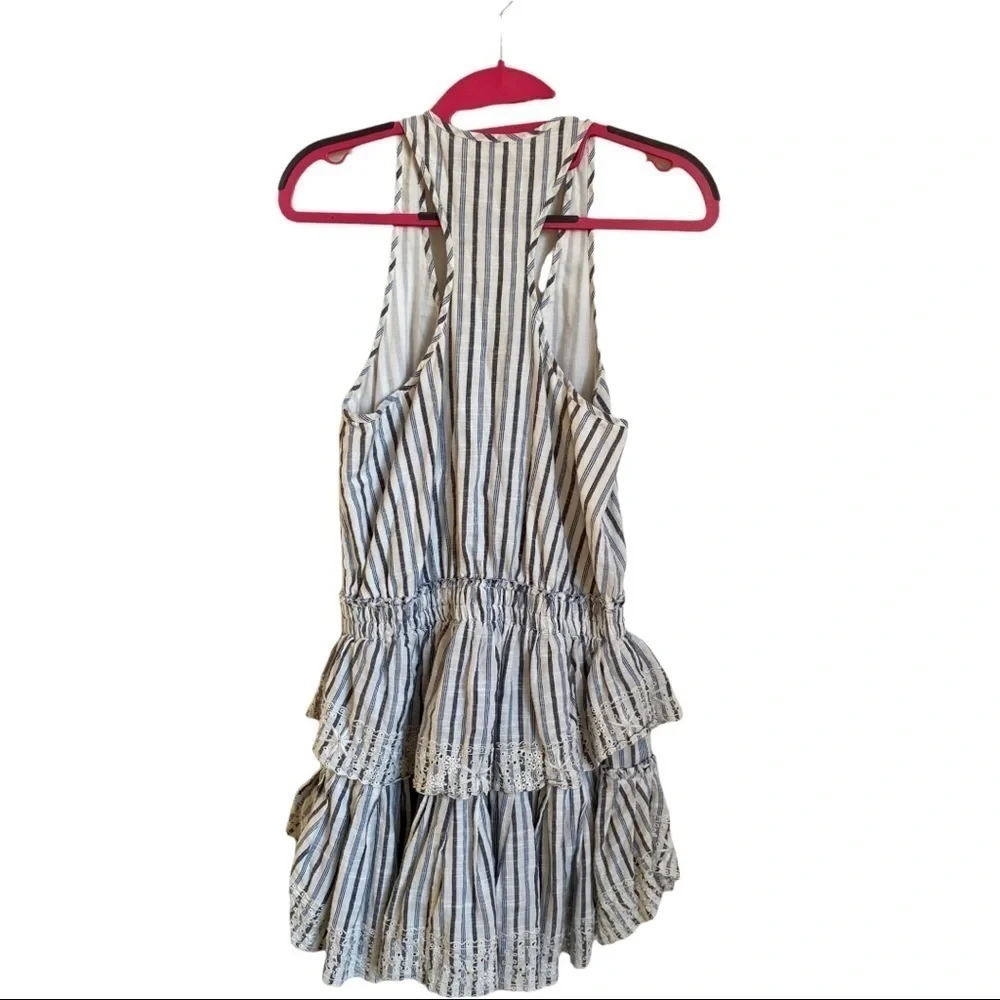 LoveShackFancy Racer Raffled-hem cottoned mini dress